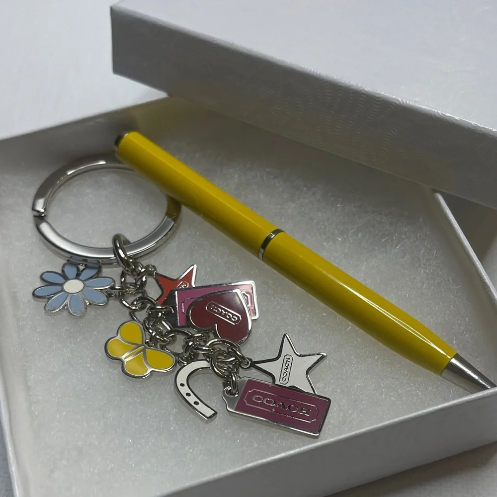 Coach Keychain with Colorful Charms and Yellow Coach Pen - Picture 6 of 6